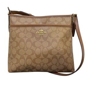 Coach Monogram Brown Canvas Leather Crossbody Bag